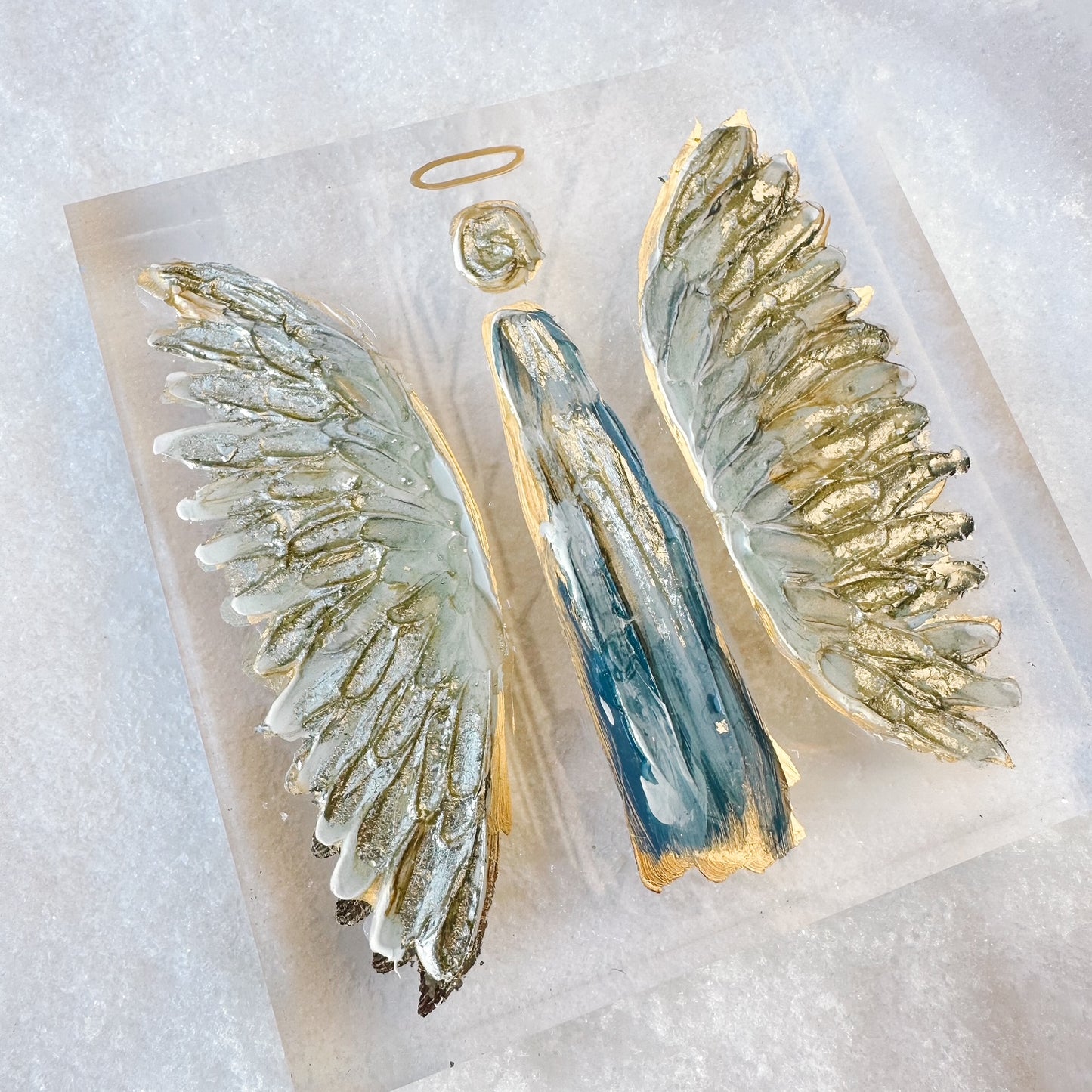 Golden Angel Acrylic painting - Blue