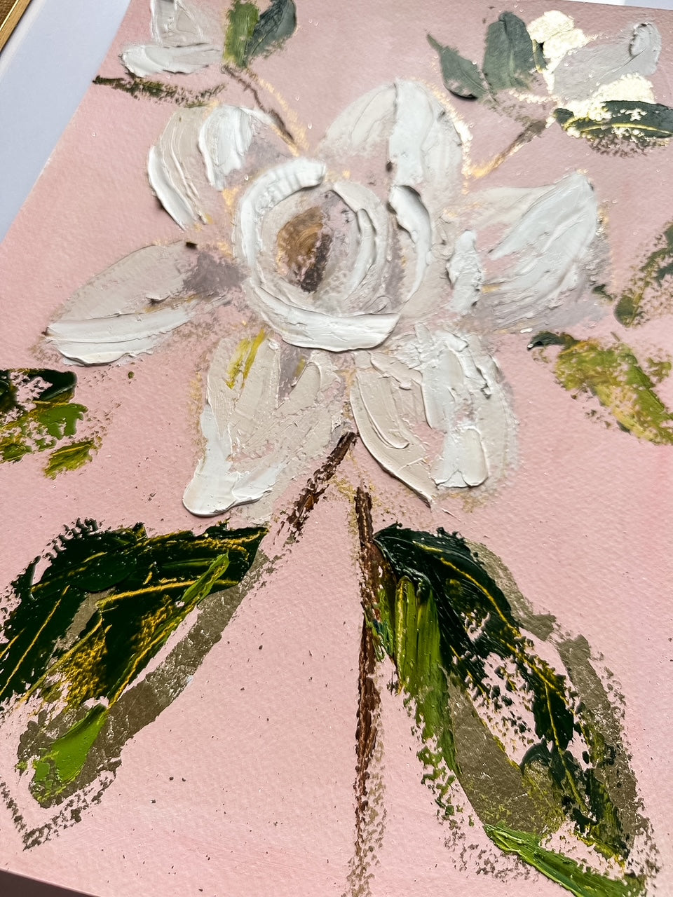 Large Gold Leaf Magnolia V - Oil Painting on paper