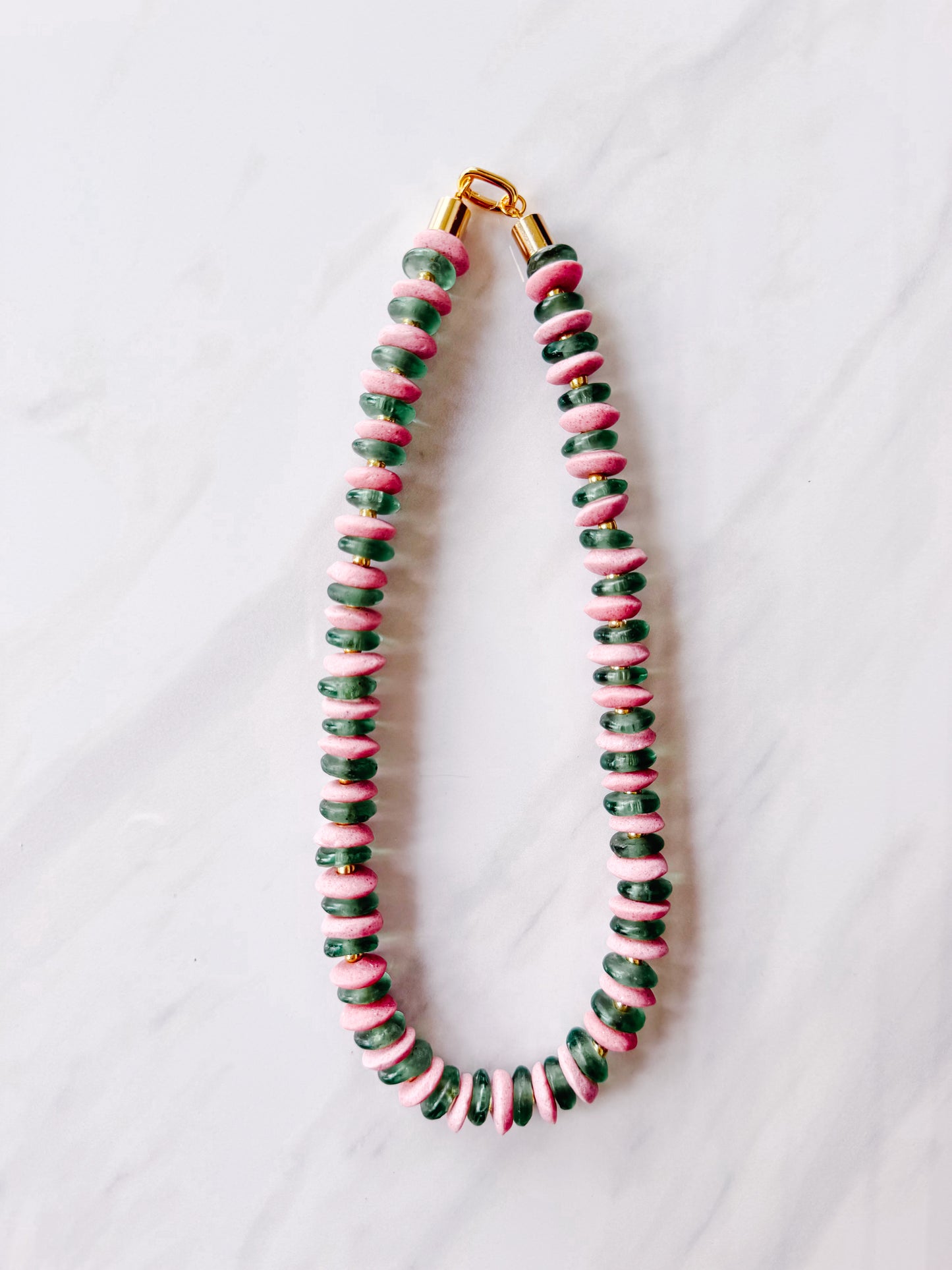 Rosemary Pink & Green Stack Necklace