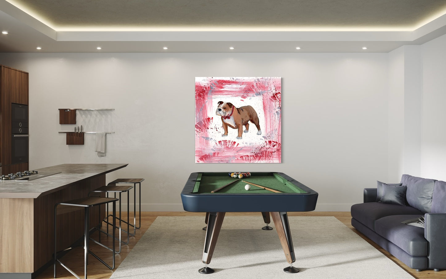 Mississippi State University Mascot Canvas Print with pool table and studio apartment