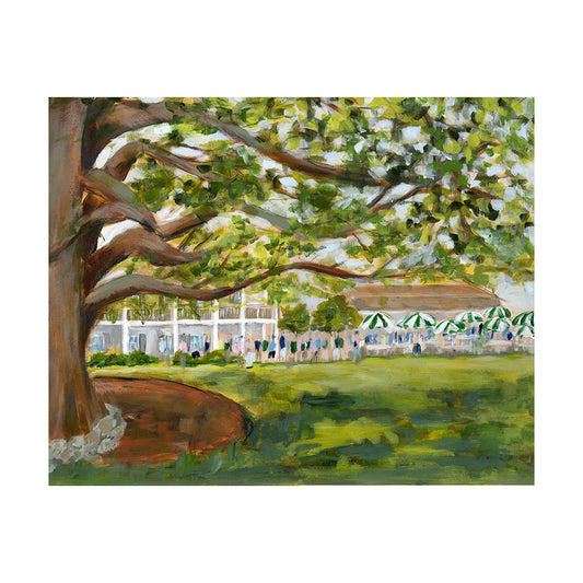 Augusta Oak painting with patrons and umbrellas