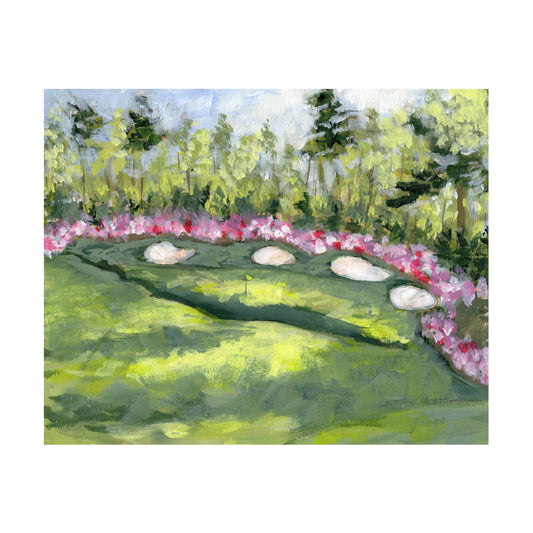 Azalea web painting of a golf course green