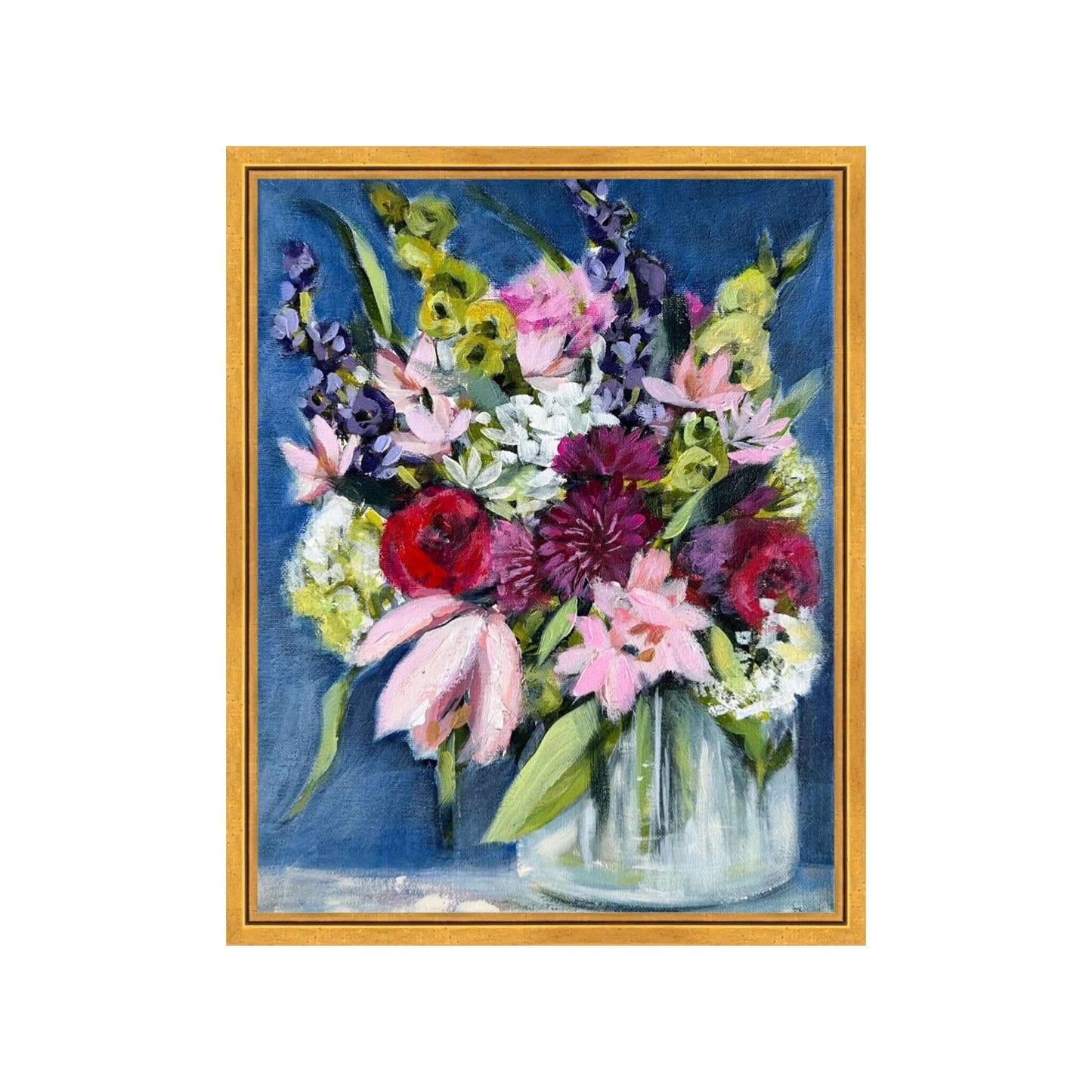 Flourish floral painting in gold frame