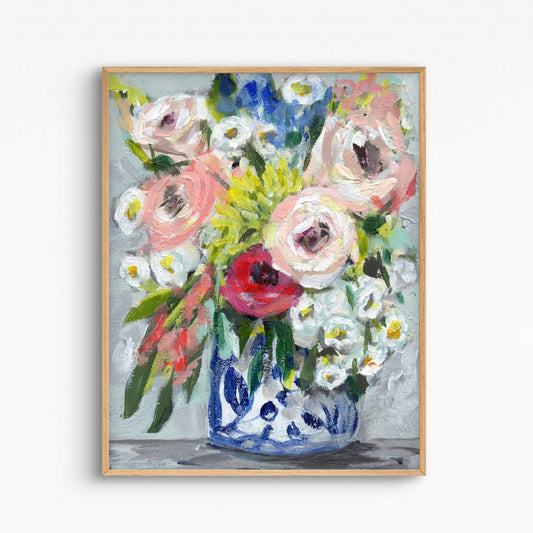 Floral painting in blue vase (image 4_1)