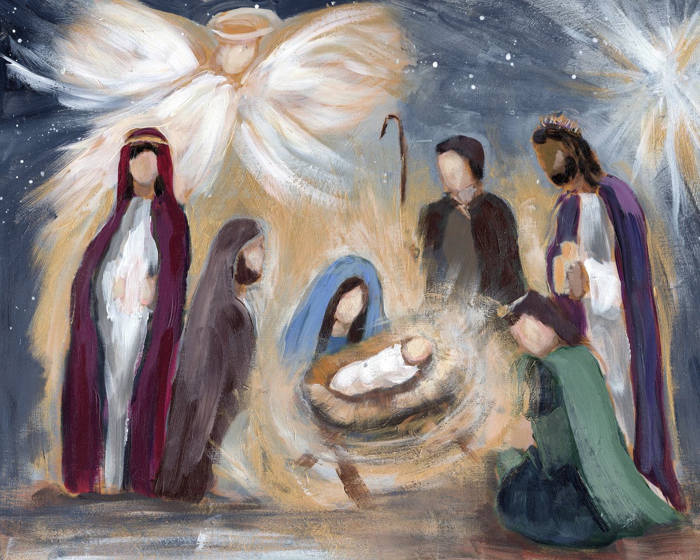 O Holy Night Nativity scene with angel and figures