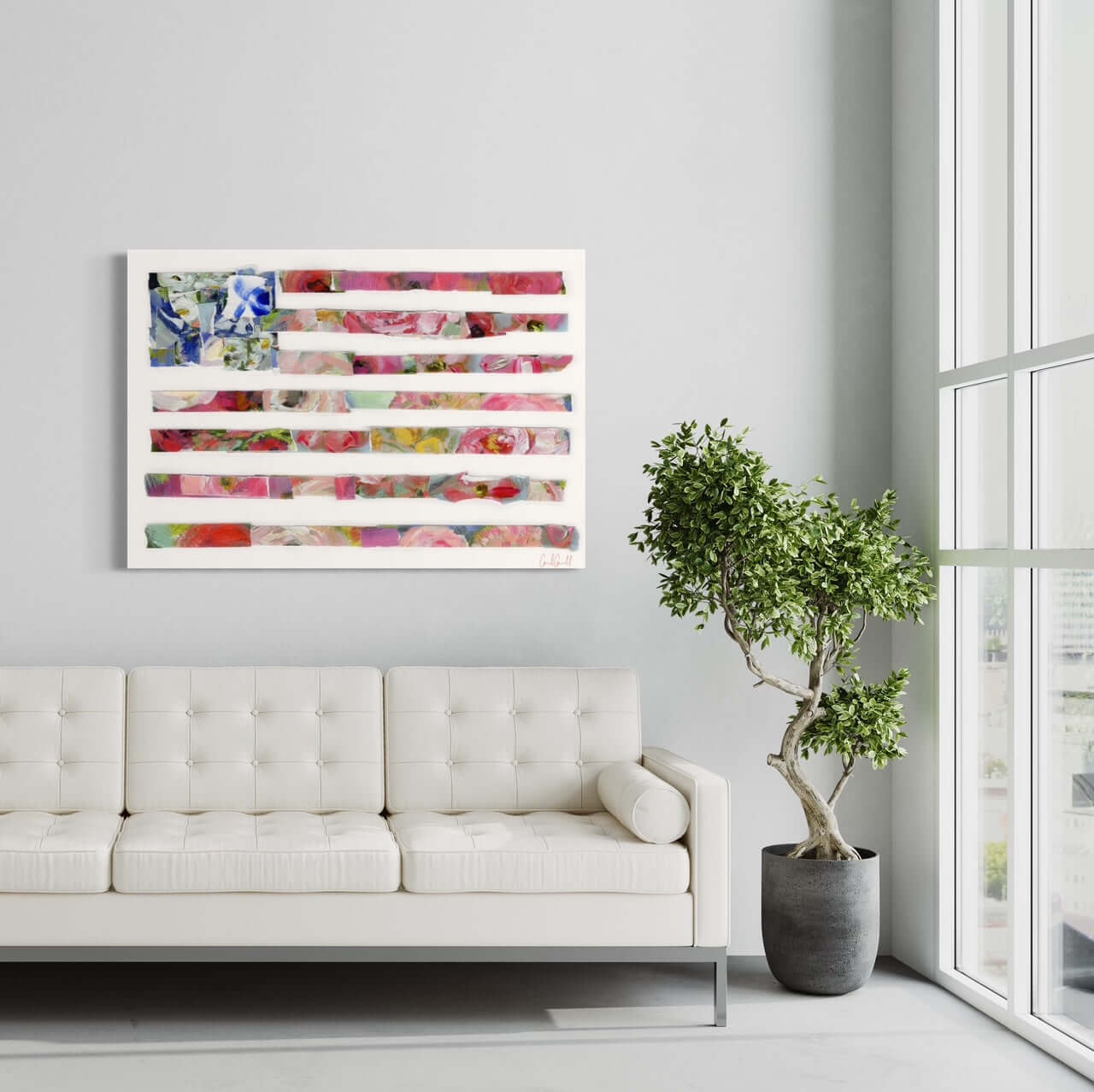 ${pink american flag} ${art print}