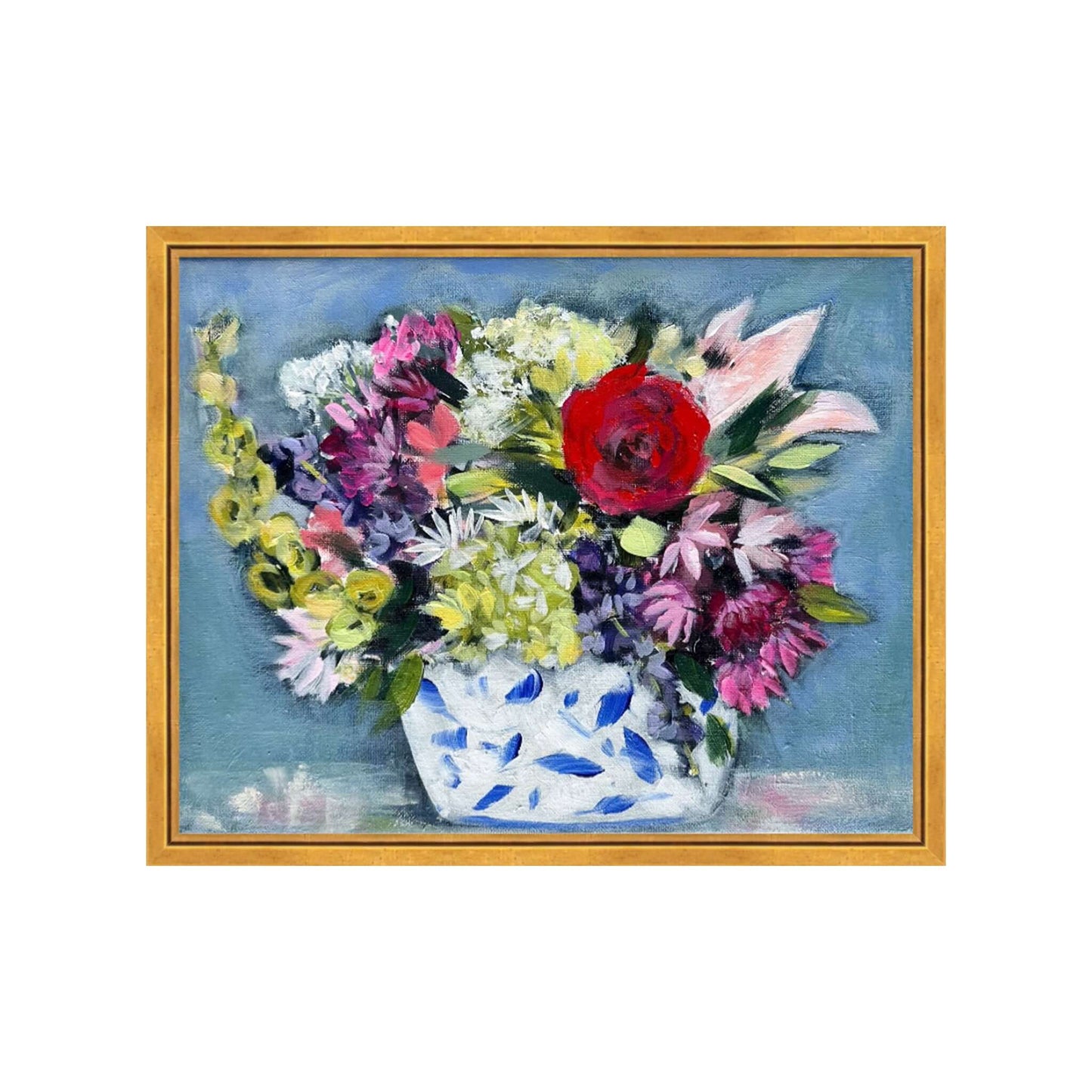 Prosper floral painting in blue and white vase