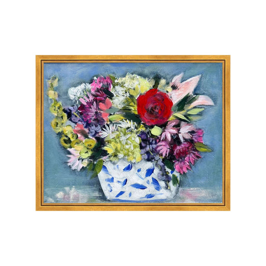Prosper floral painting in blue and white vase