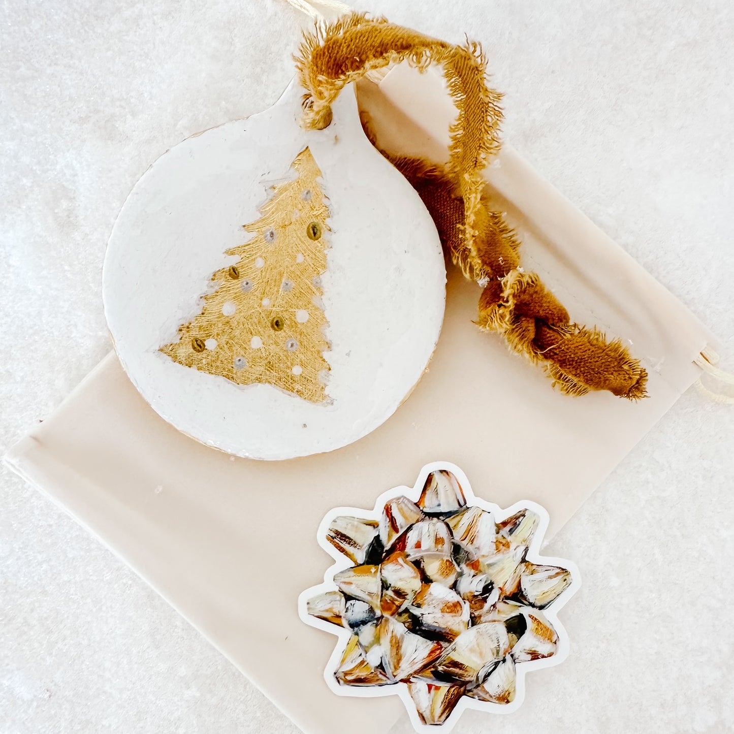 Hand Painted Tree Ornament - Golden