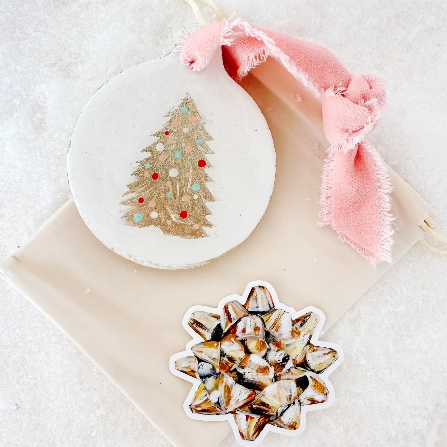 Hand Painted Tree Ornament - Pastel