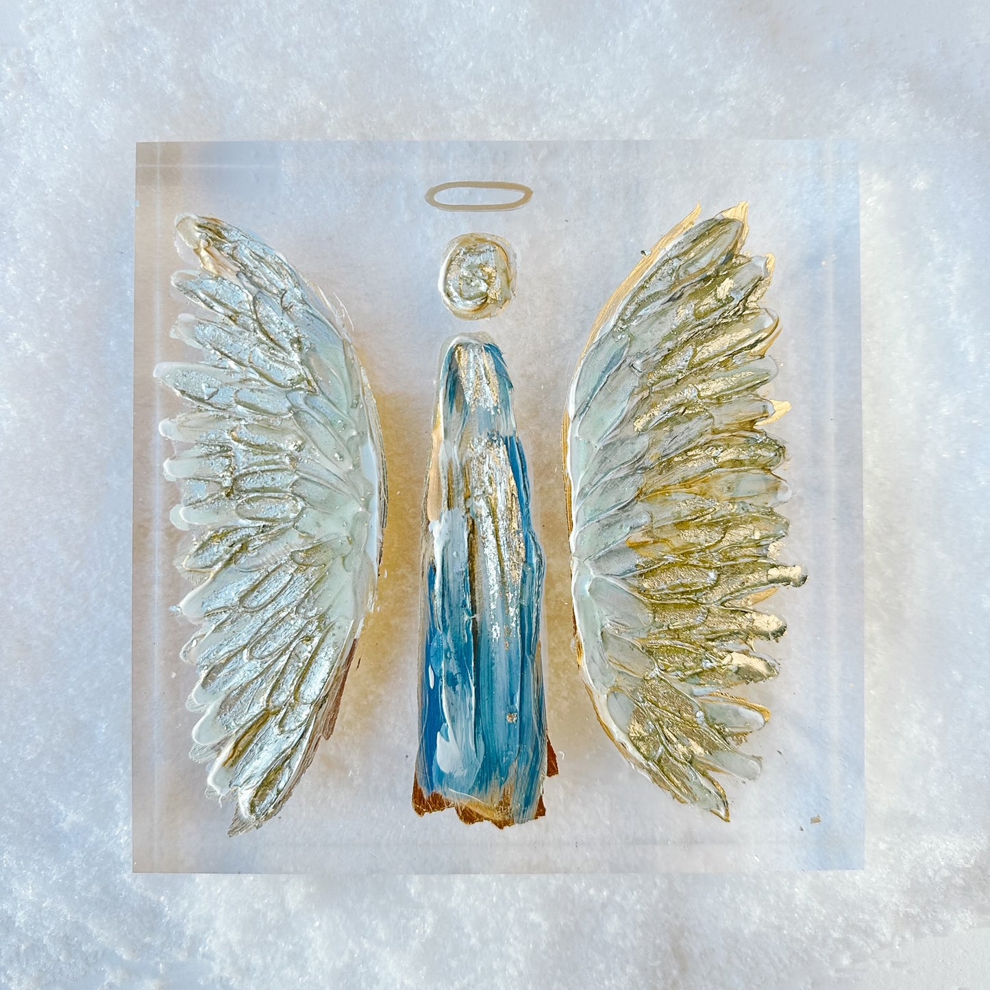Golden Angel Acrylic painting - Blue