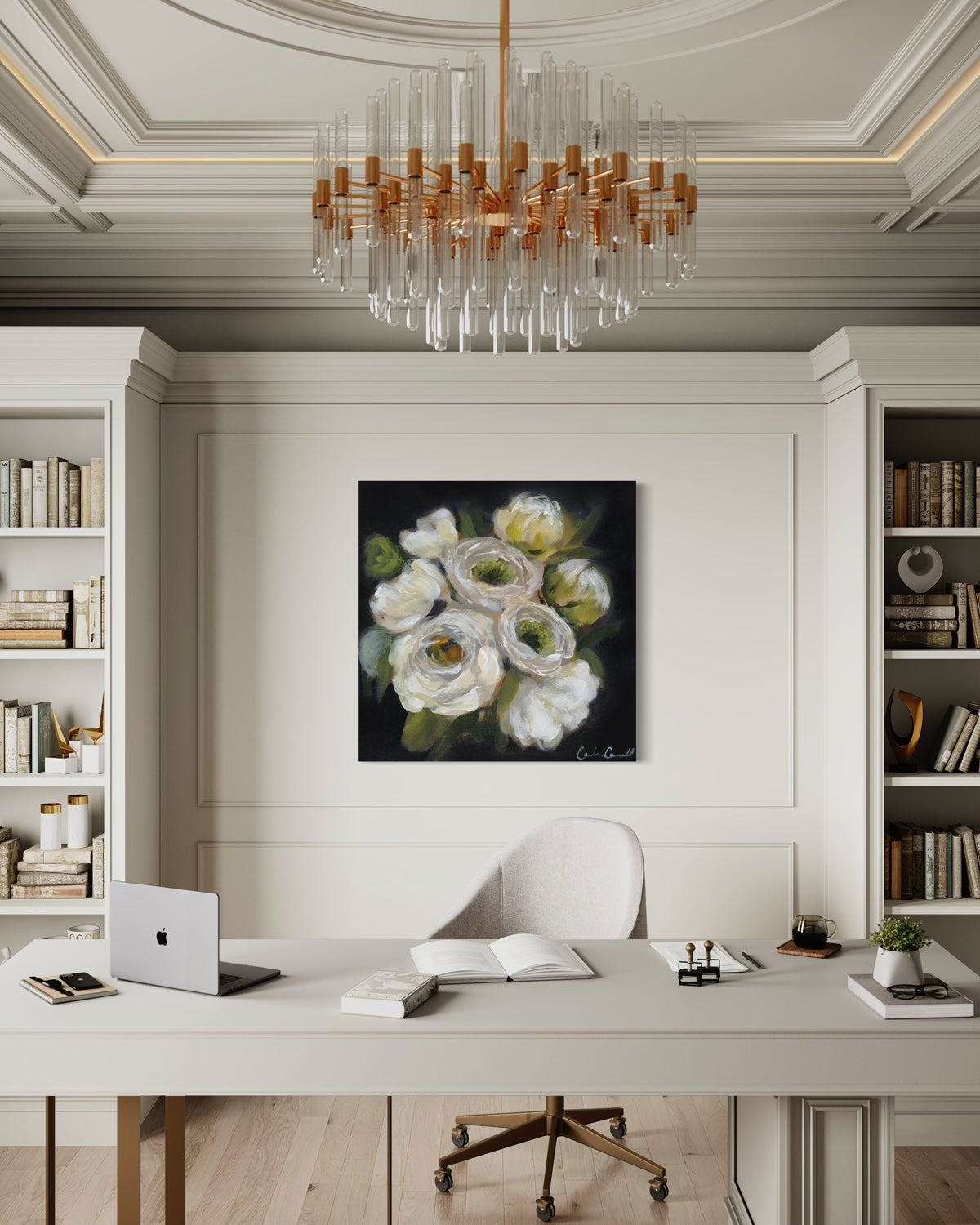 White Peonies I Art Print