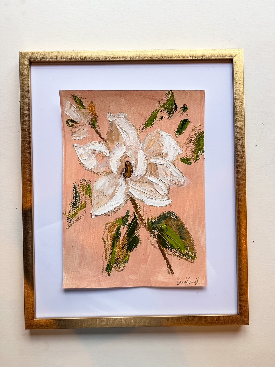 Large Gold Leaf Magnolia VI - Oil Painting on paper