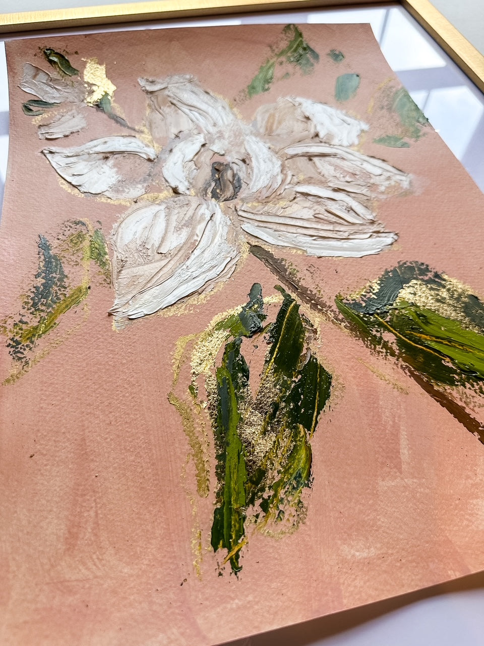 Large Gold Leaf Magnolia VI - Oil Painting on paper