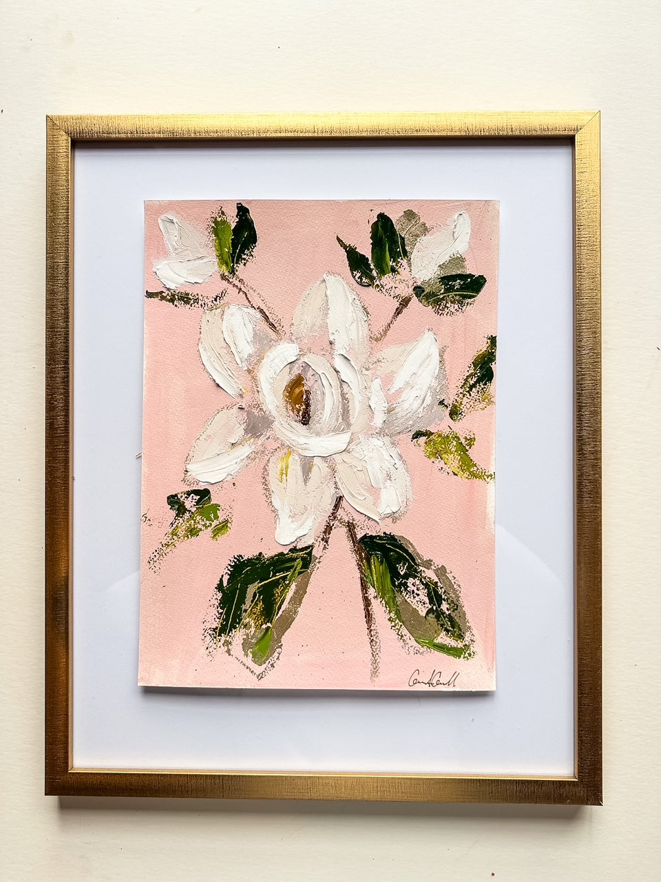 Large Gold Leaf Magnolia V - Oil Painting on paper