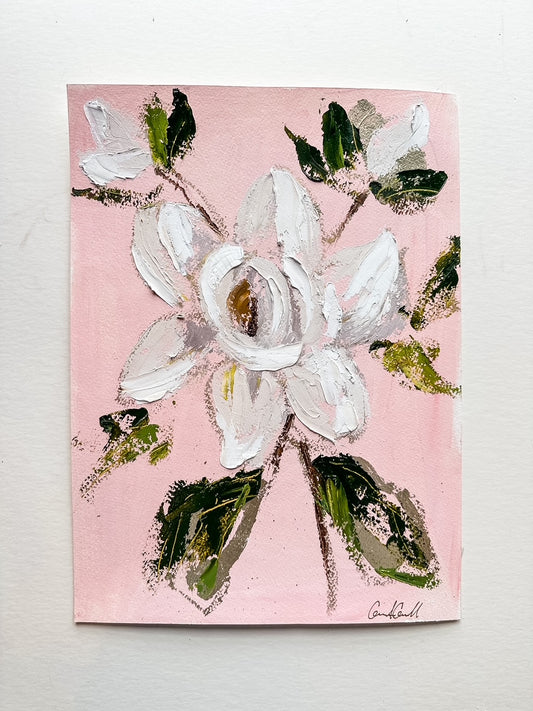 Large Gold Leaf Magnolia V - Oil Painting on paper