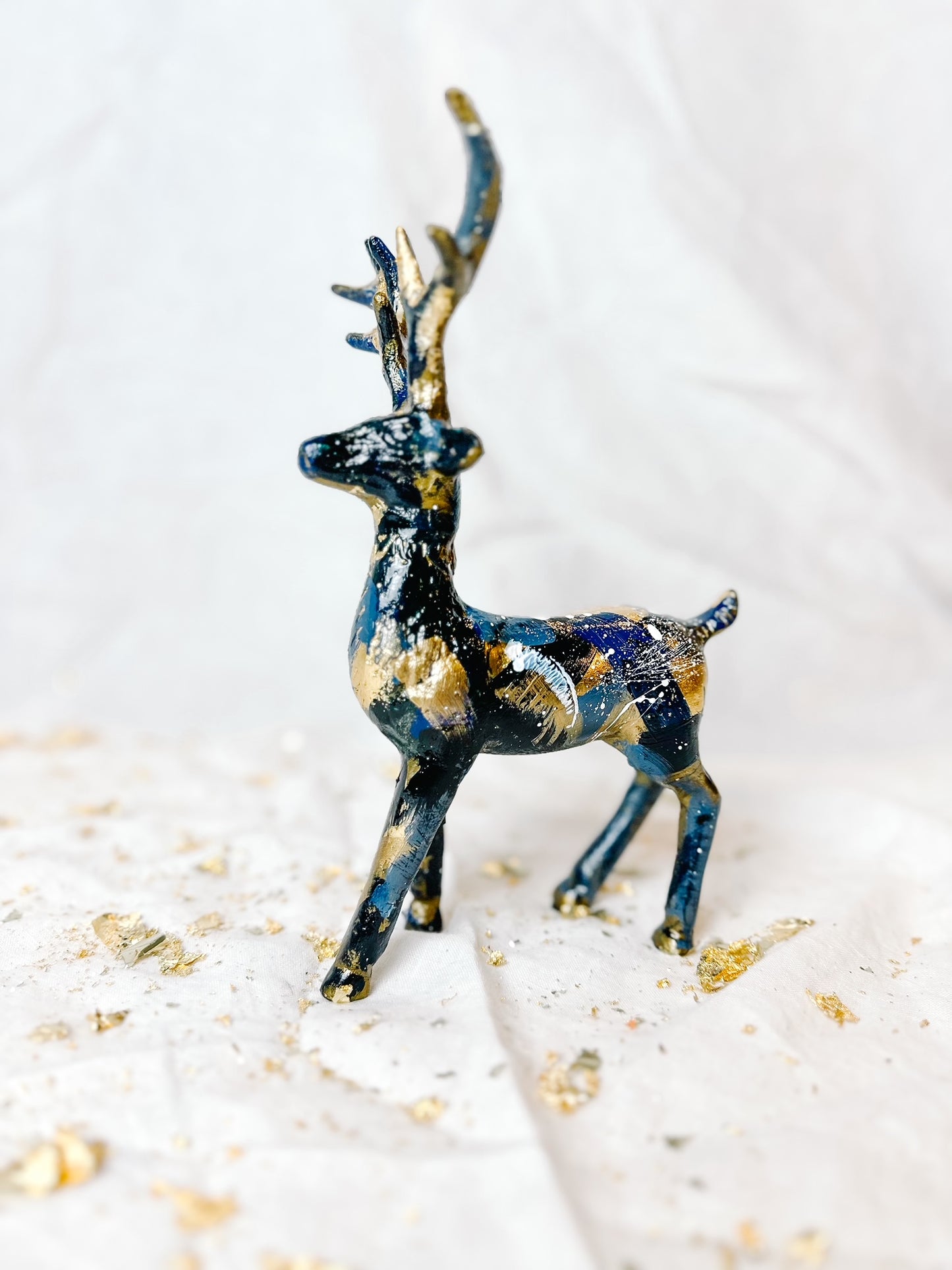 Hand Painted Metal Reindeer Dark Colored