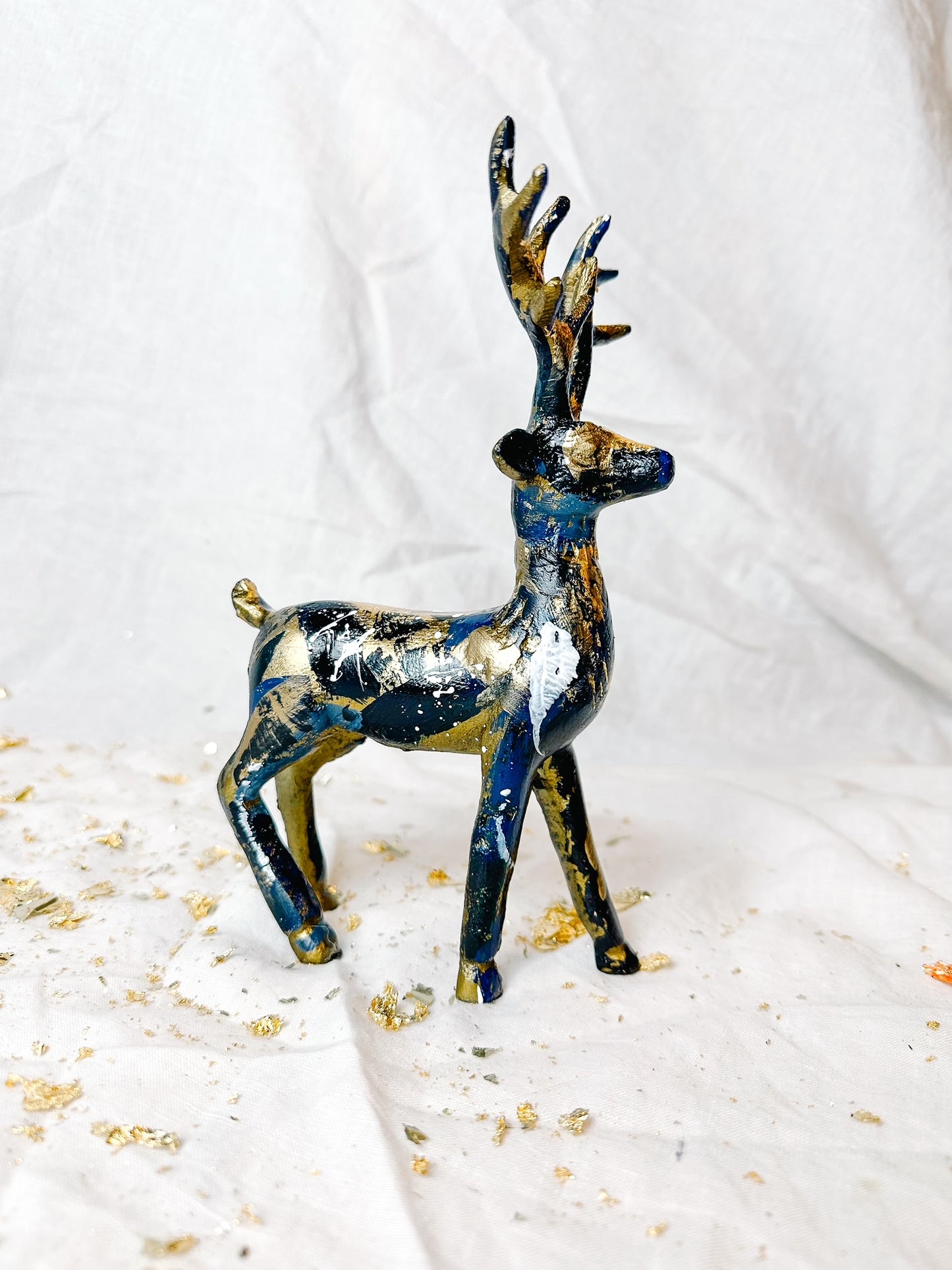 Hand Painted Metal Reindeer Dark Colored