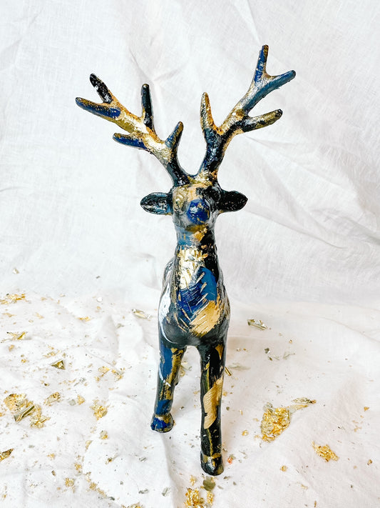 Hand Painted Metal Reindeer Dark Colored