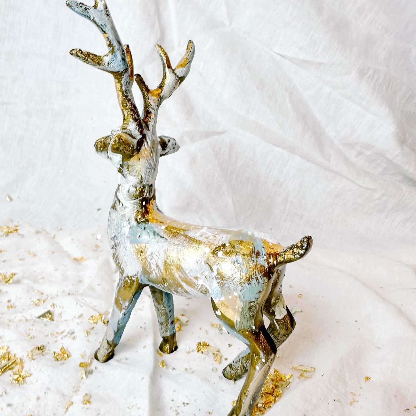 Hand Painted Metal Reindeer Light Colored