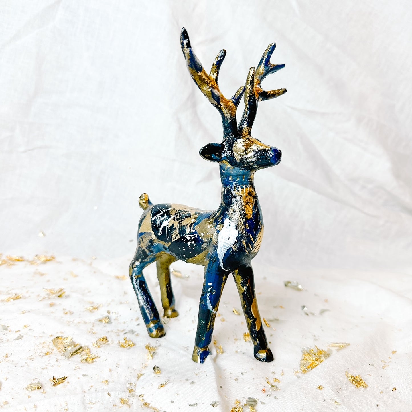 Hand Painted Metal Reindeer Dark Colored