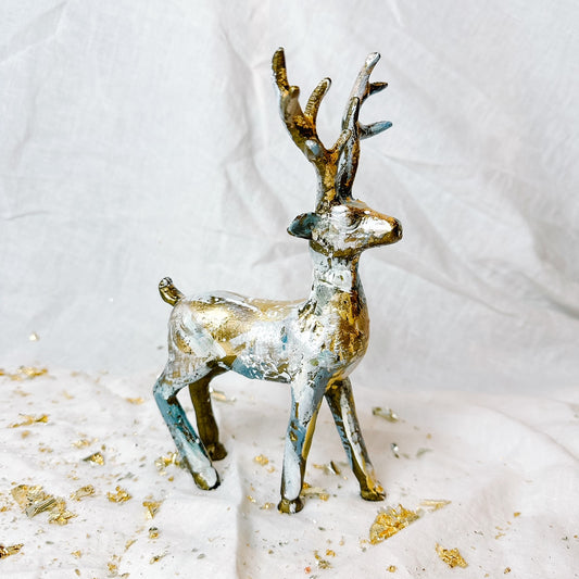 Hand Painted Metal Reindeer Light Colored