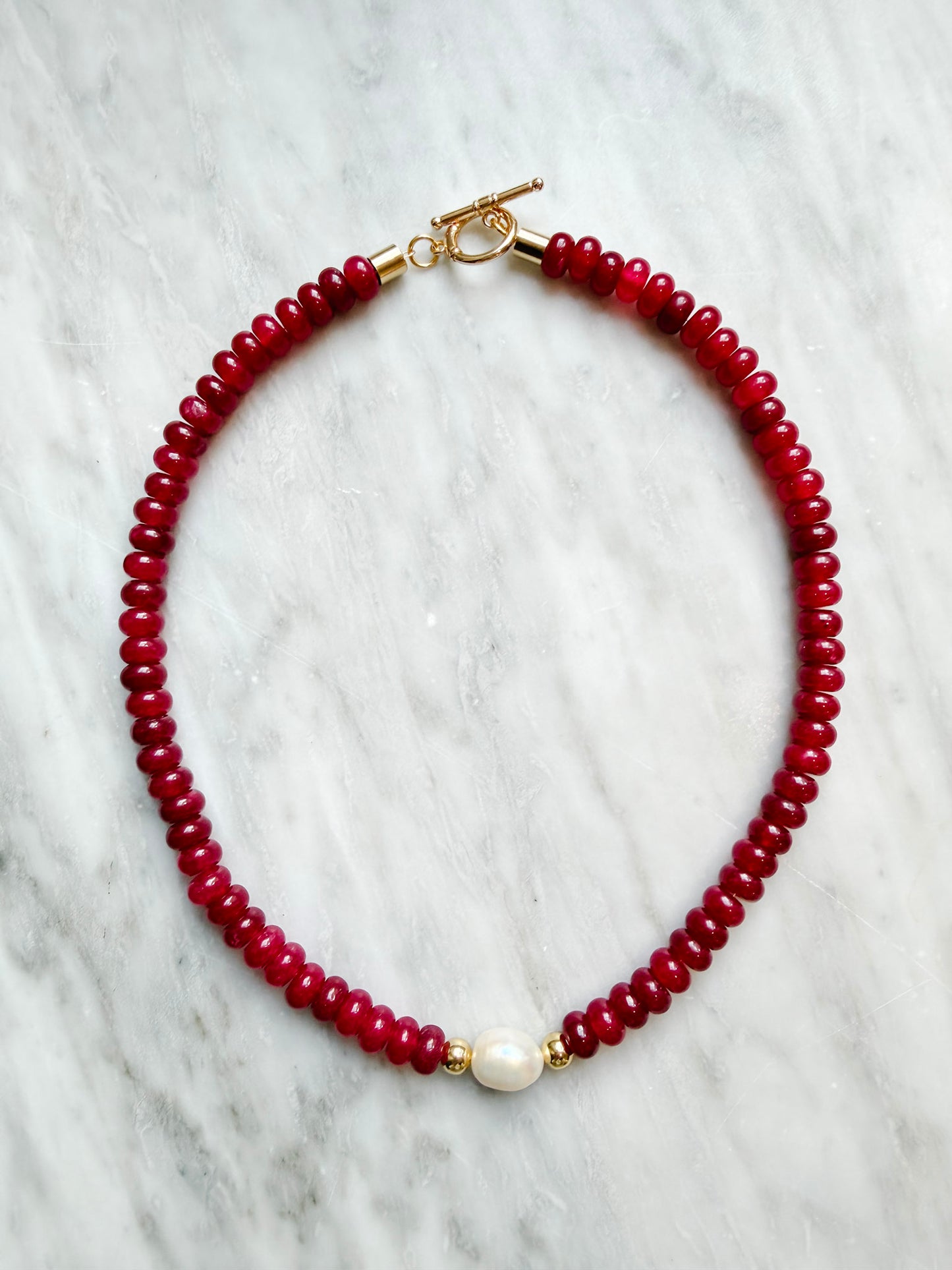Crimson and Pearl Necklace