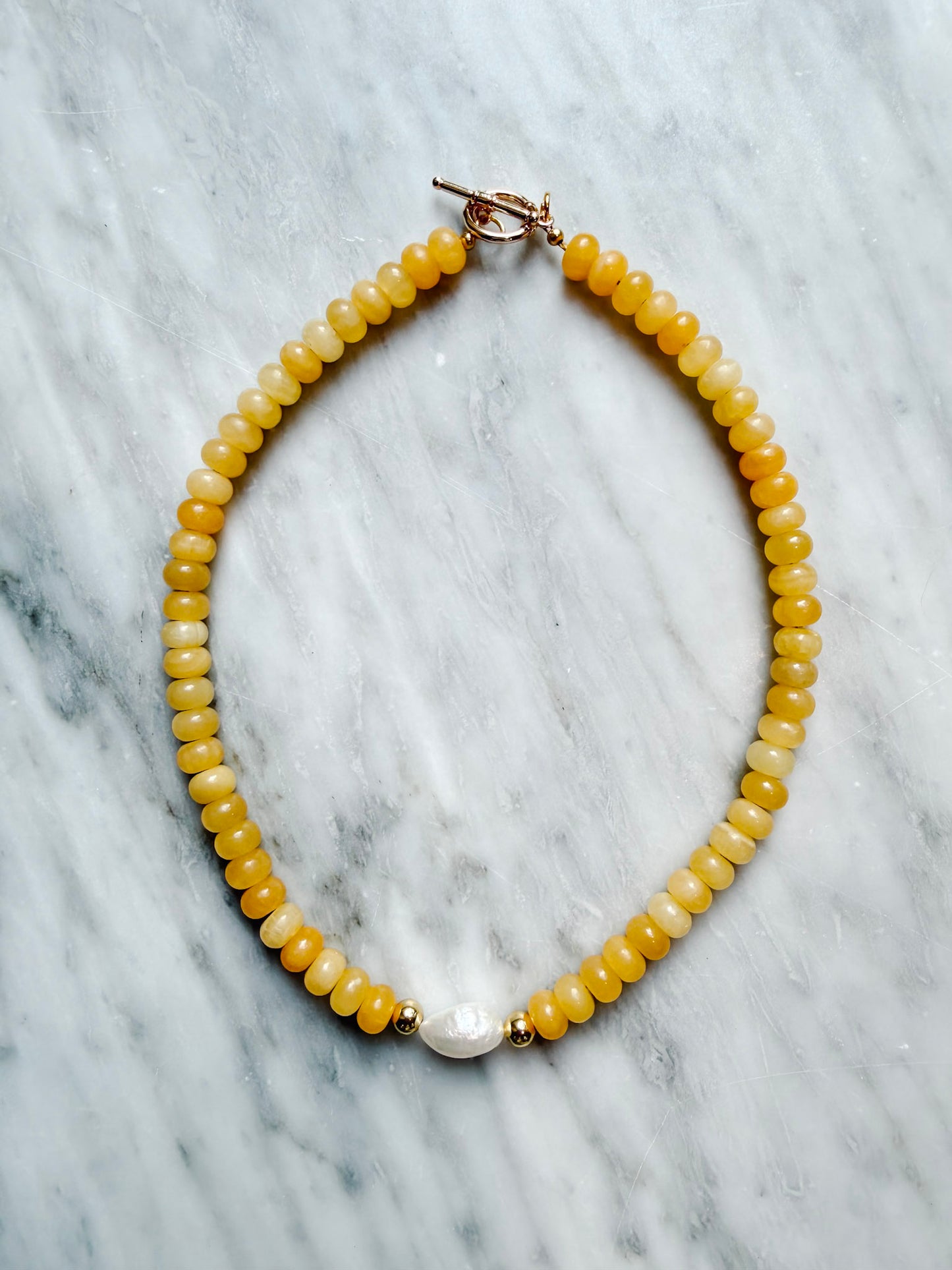 Golden Yellow and Pearl Necklace