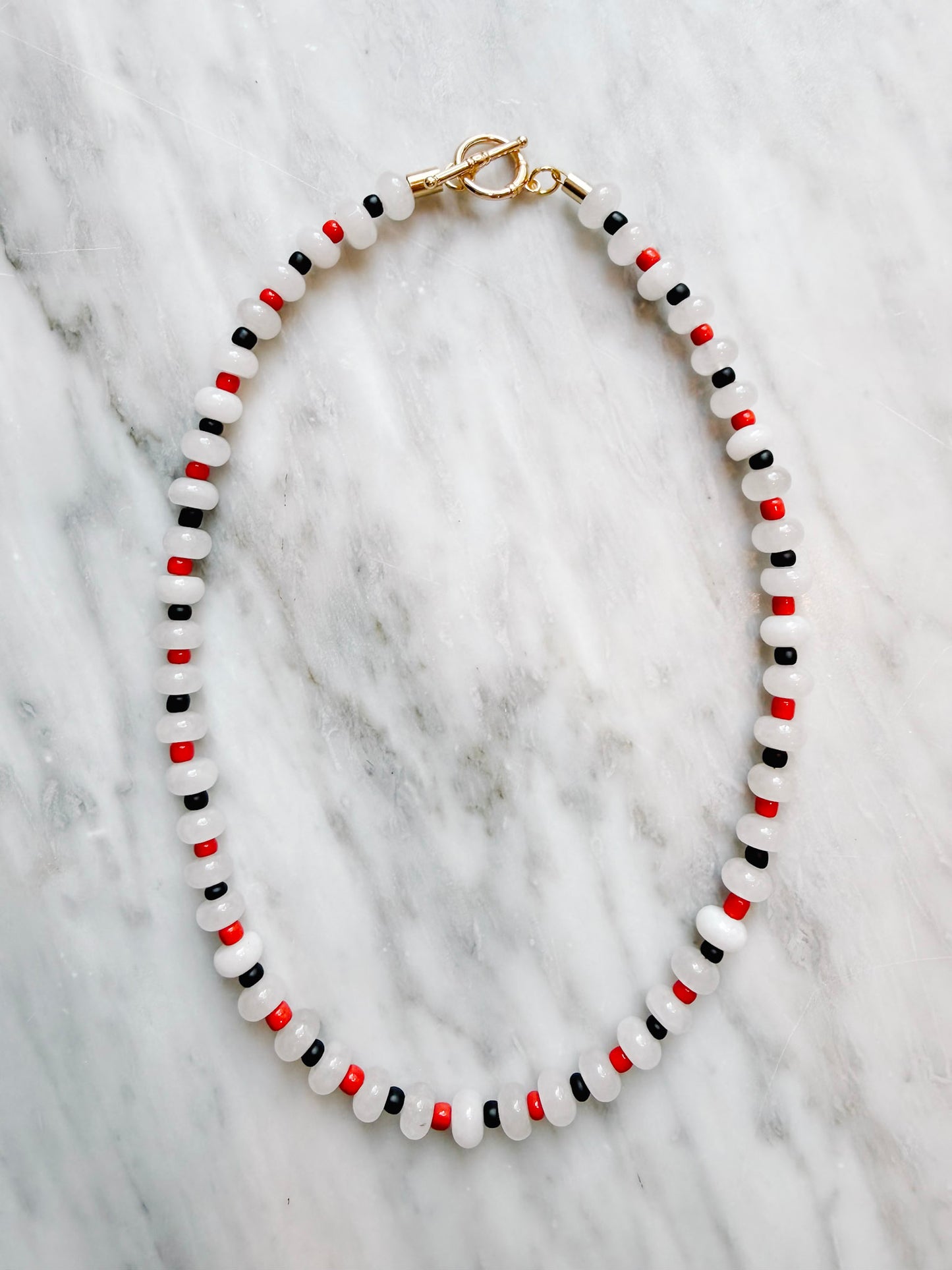 White, Red and Black Necklace