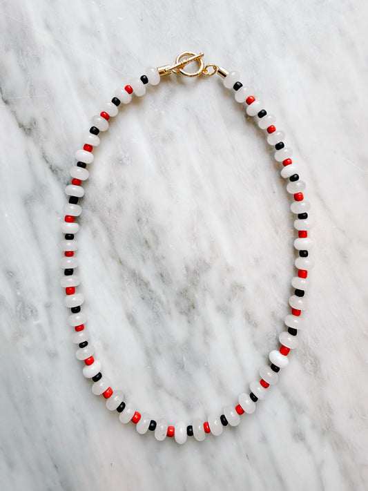 White, Red and Black Necklace