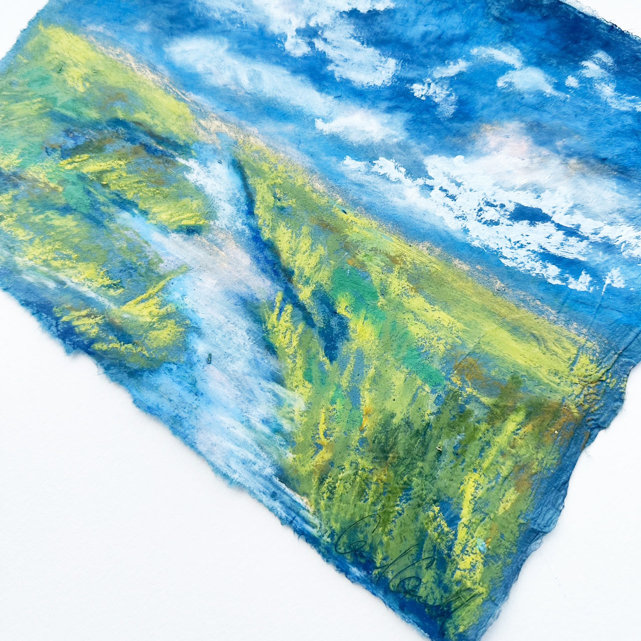 artist signed blue marsh original painting