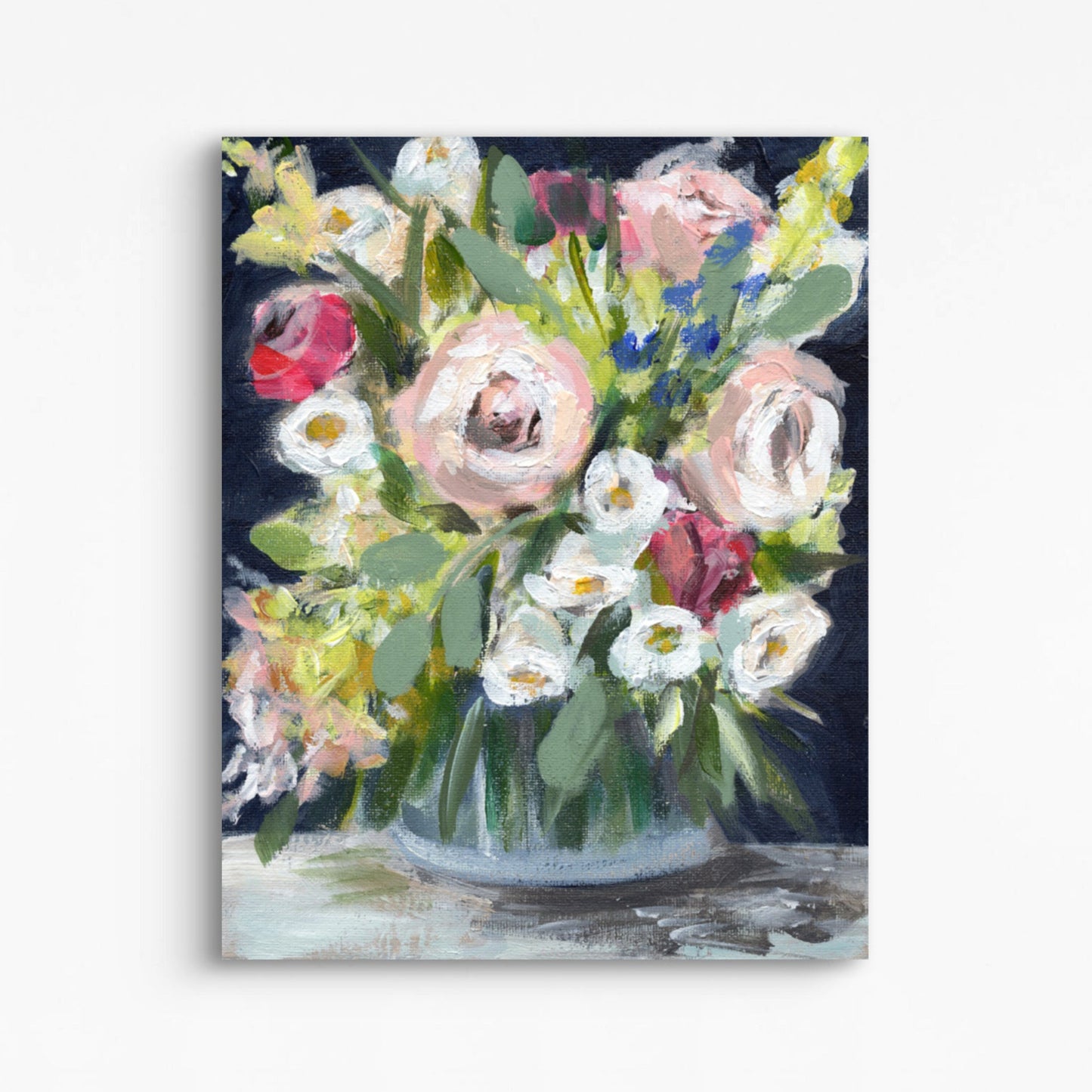 Market Flowers Navy Canvas Print