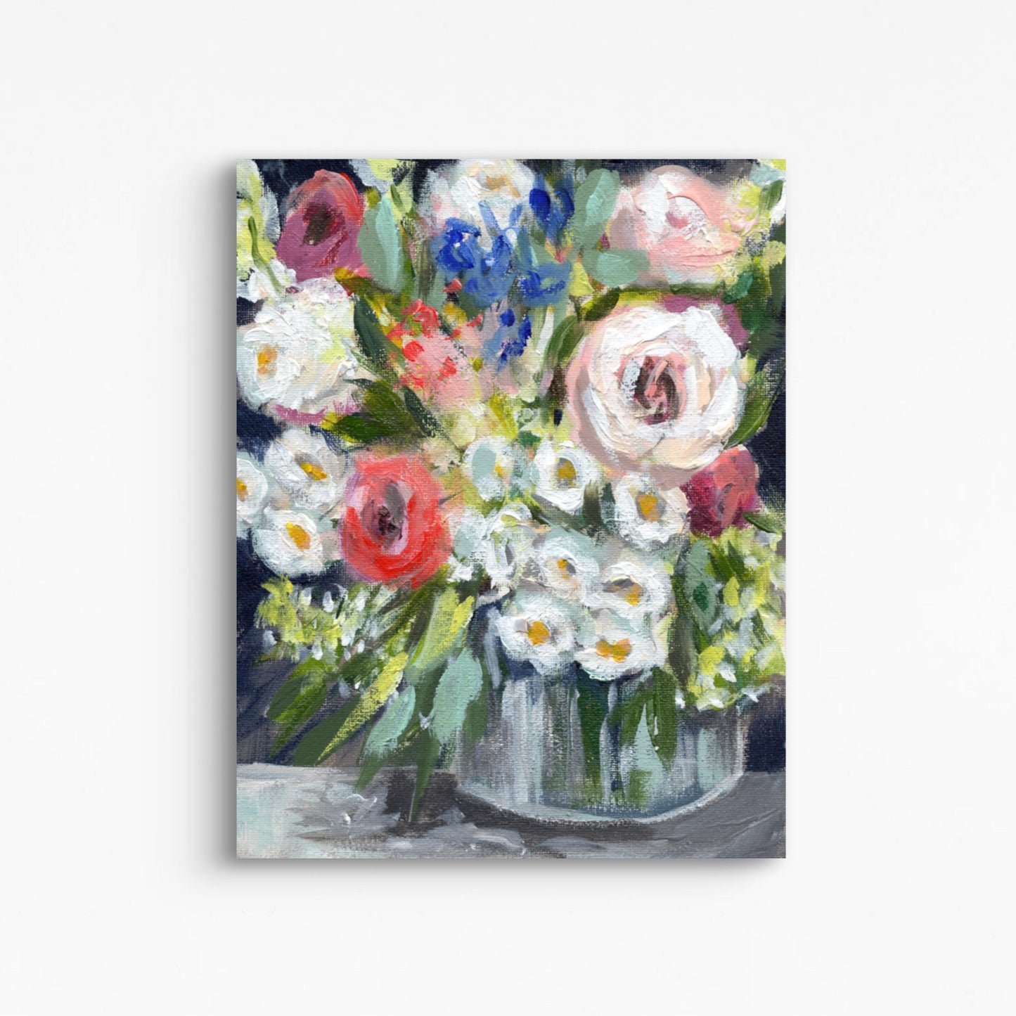 Market Flowers Charcoal Canvas Print