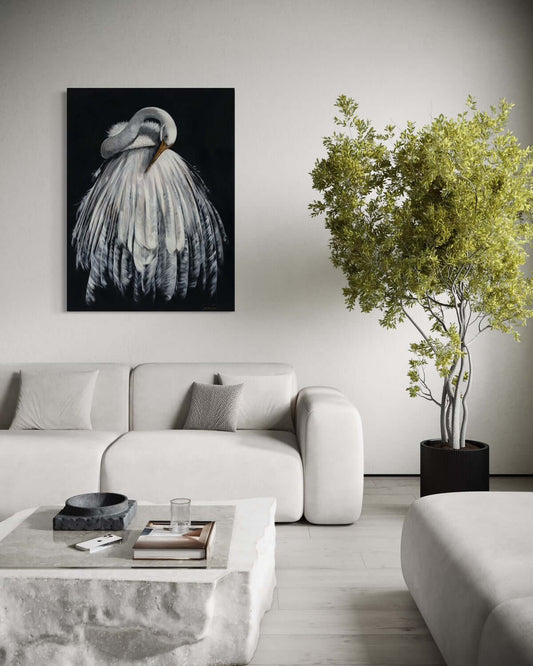 ${white heron} ${art print} 